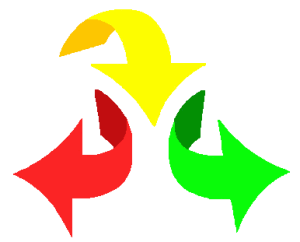 split in three - three arrows